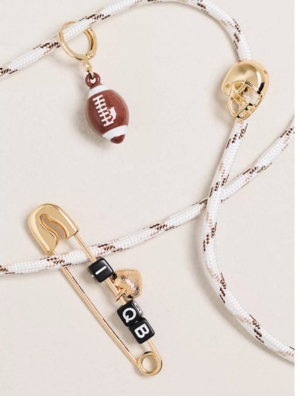 NWT ANTHROPOLOGIE SHOES CHARM & LACES SET Football